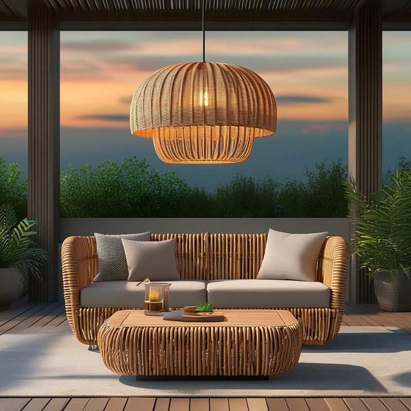 Rattan hanging lamps