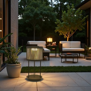 Cylindrical Outdoor Patio Solar Floor Lamps