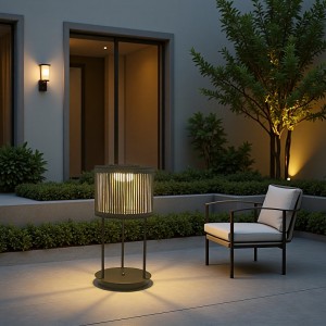 Cylindrical Outdoor Patio Solar Floor Lamps