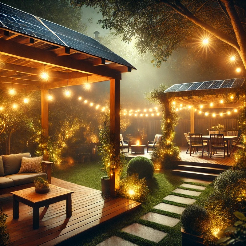 Solar-powered string lights