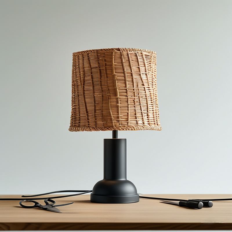 Wiring a handmade woven lamp socket