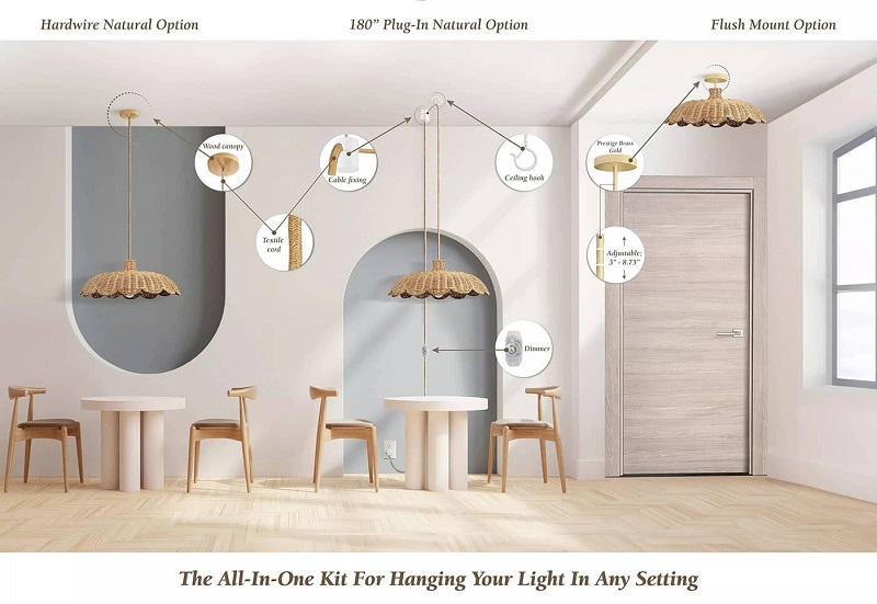 Aurelia rattan pendant light all in one kit