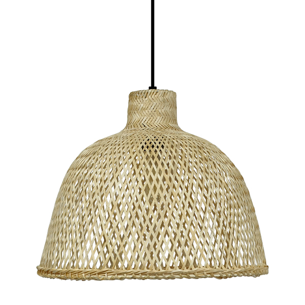 Basket weave bamboo pendant lamp