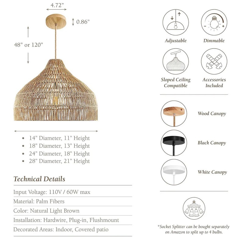 Bestseller dreamy rattan pendant light specs