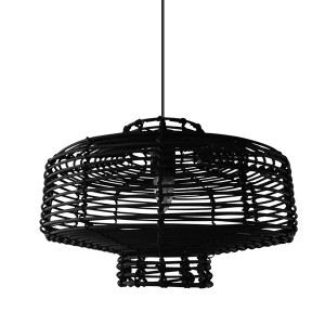 Black rattan pendant light,Simple rattan black decorative chandelier | XINSANXING
