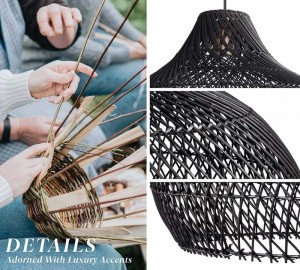 Black Rattan Pendant Light
