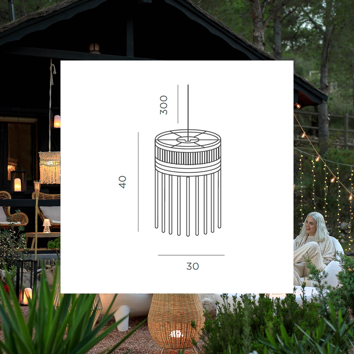 Bohemian Outdoor Pendant Light Size