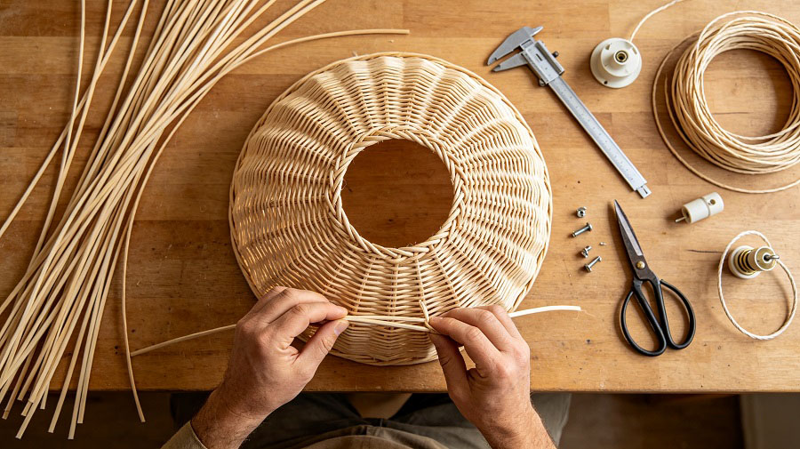 Prototype development for a custom handcrafted rattan light