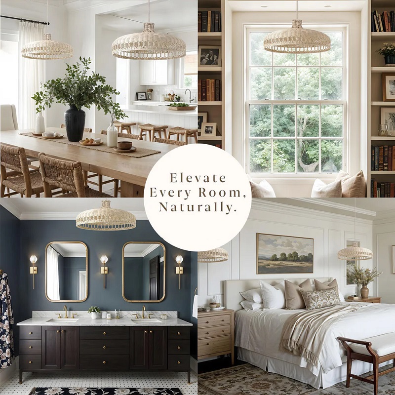 Crown rattan pendant light concepts style