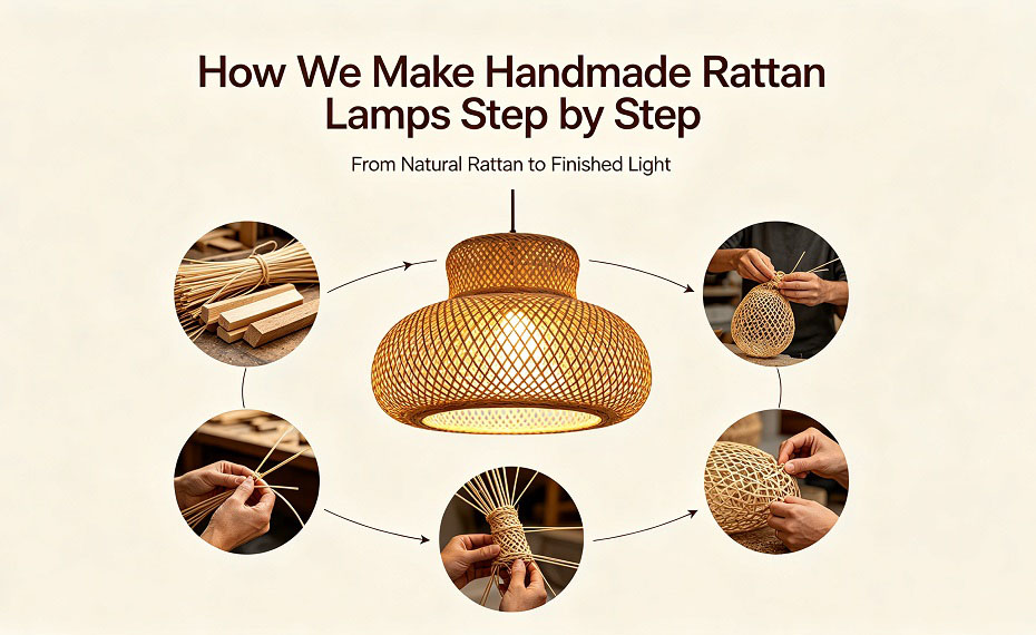 How We Make Handmade Rattan Lamps Step by Step