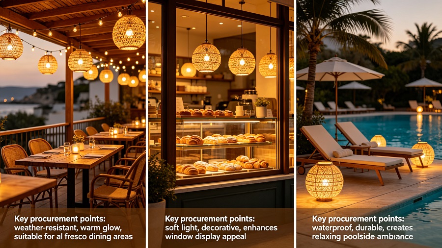 restaurant cafe resort outdoor rattan light scene matching bulk purchase