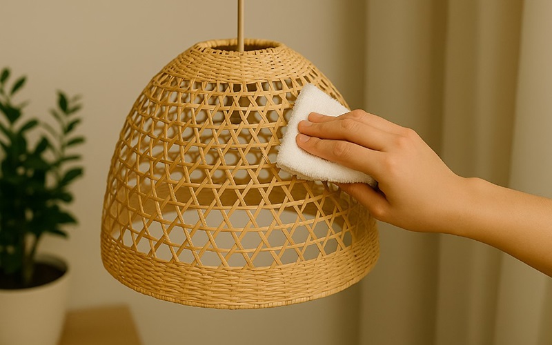 Natural rattan lamp wiping and maintenance