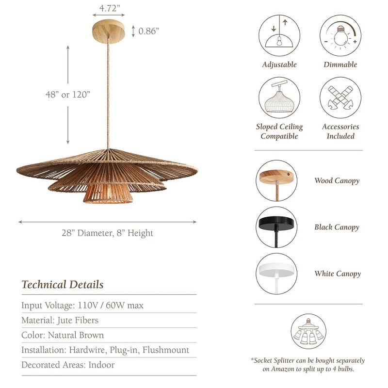Sammy tier rattan pendant light size