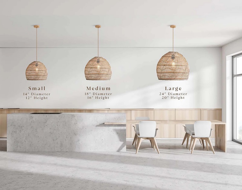 Santana rattan pendant light size