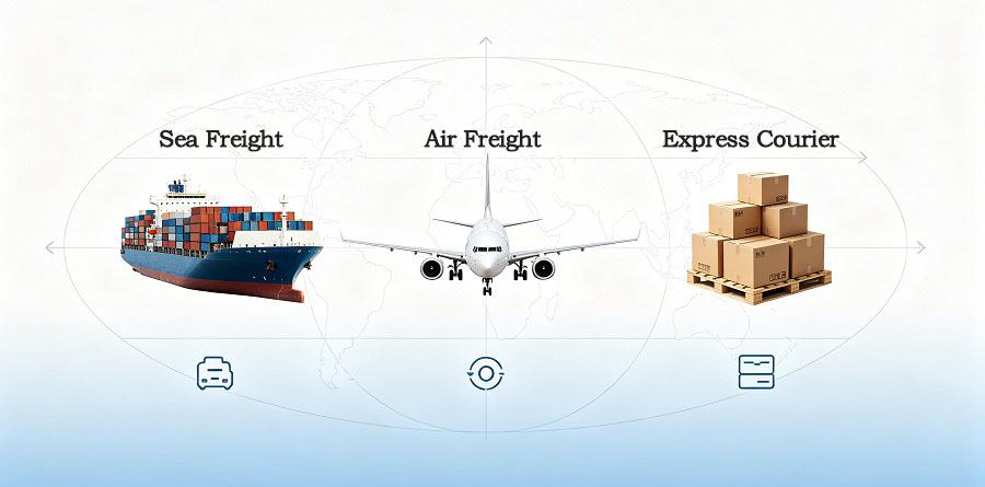 Comparison of sea freight, air freight, and express shipping for lighting products