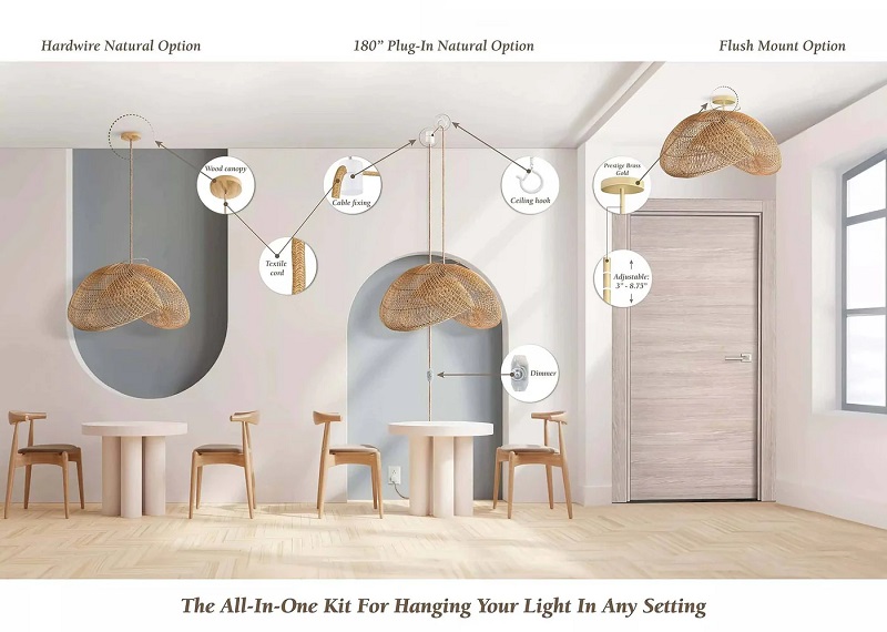 Sepherina Rattan pendant light all in one kit