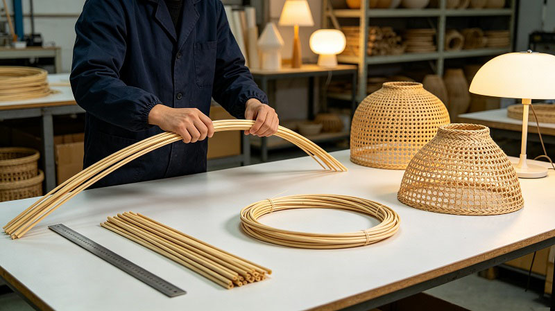 Demonstrates the natural flexibility of rattan.