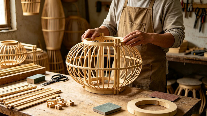 Demonstrates the structural support provided by natural bamboo.
