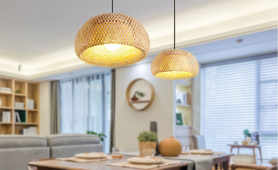 Why are bamboo woven lamps suitable for use in restaurants?