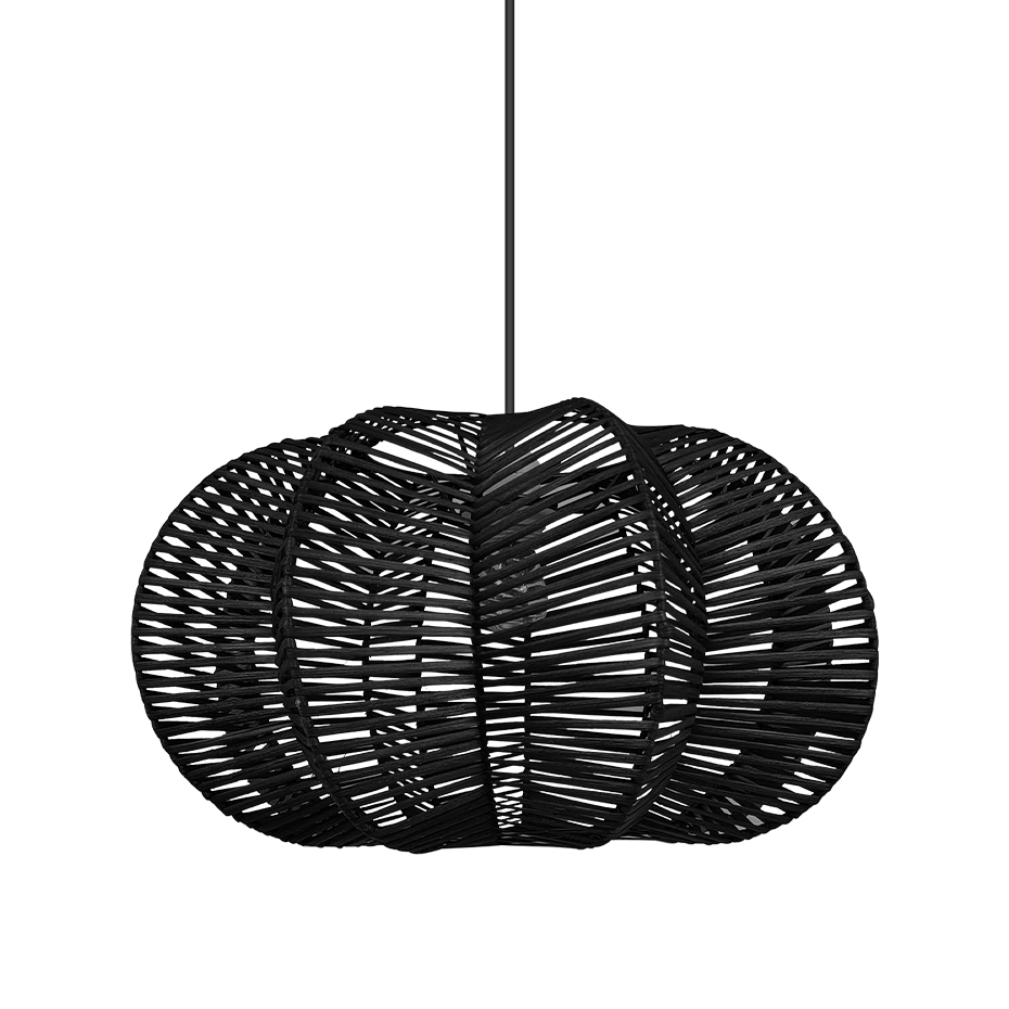 black woven plastic pendant lamp