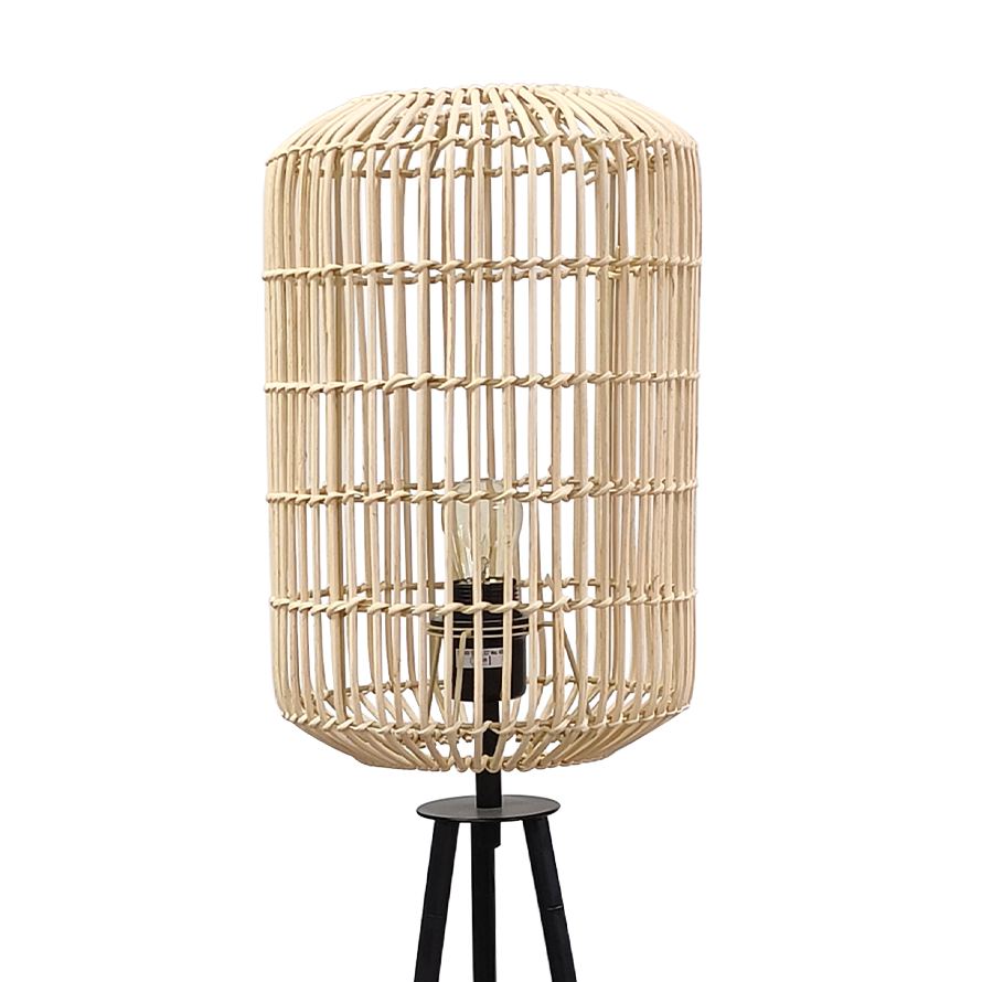 floor lamp with rattan shade
