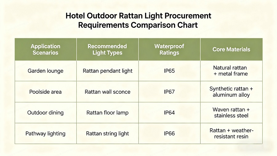 hotel outdoor rattan light requirements