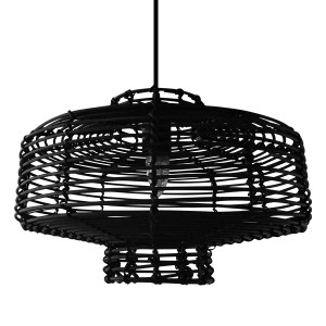 Black rattan pendant light,Simple rattan black decorative chandelier | XINSANXING