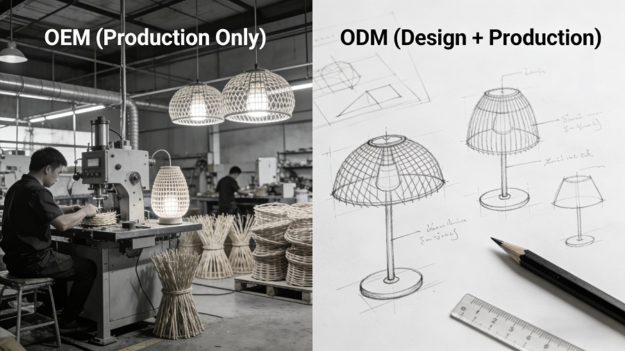 oem vs odm outdoor rattan light manufacturing process