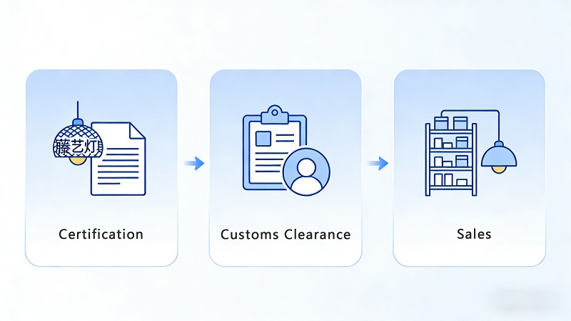 outdoor rattan light export customs clearance process certification required