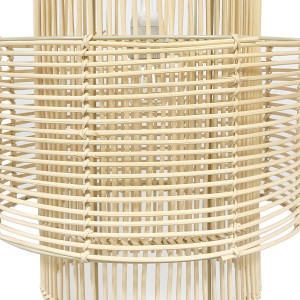 Rattan flush mount ceiling light,Natural wood color rattan chandelier | XINSANXING