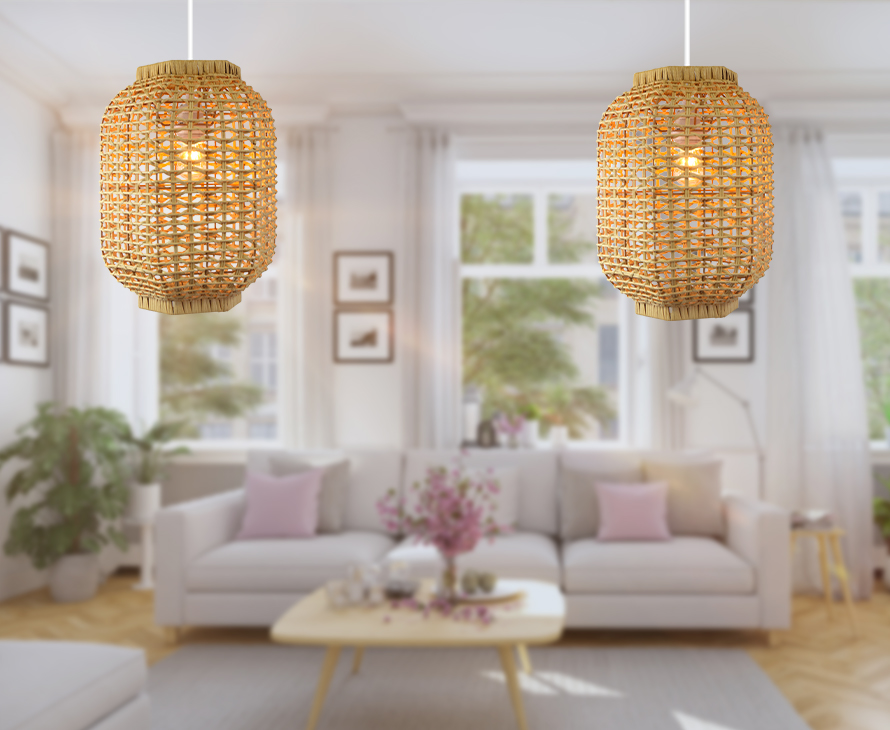 rattan flush mount light 6