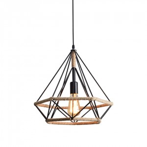 Vintage woven geometric hanging lamp | XINSANXING