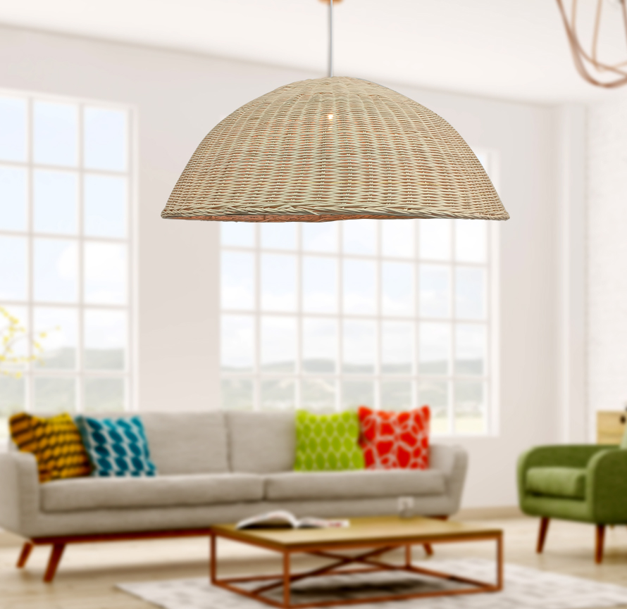 white rattan pendant light 10
