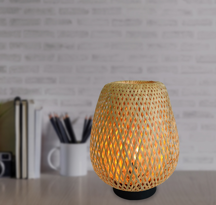 woven table lamp,Hand-woven bamboo home decoration lamp