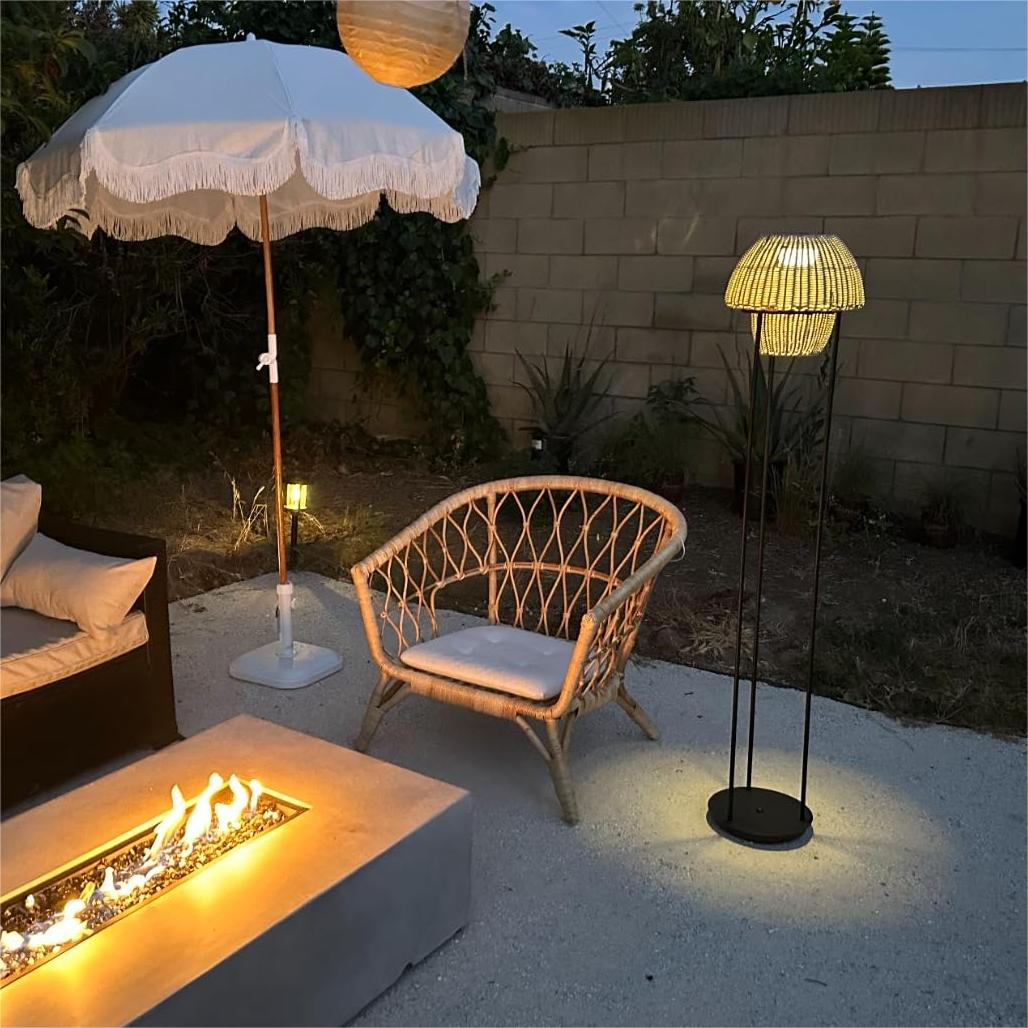 outdoor rattan solar floor lamps