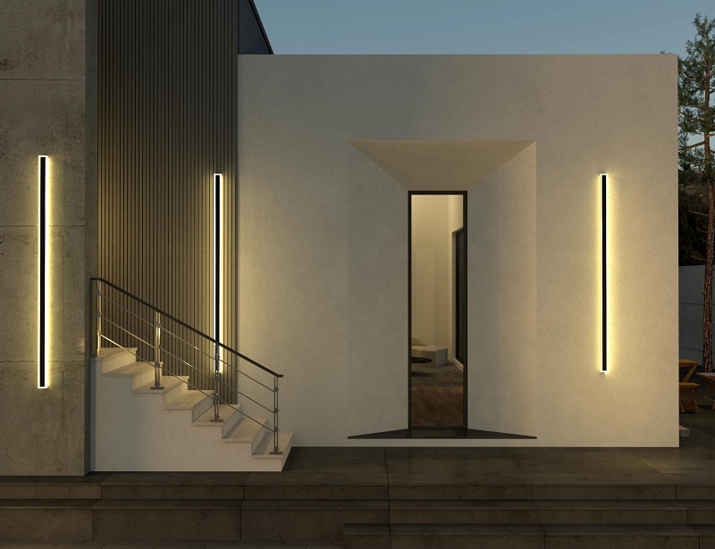 Nighttime Scenes of Minimalist Outdoor Wall Lamps Blending with Modern Architectural Walls