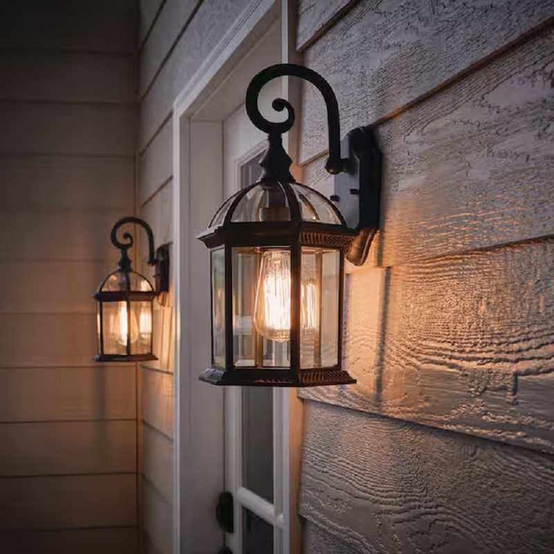 Classic retro wrought iron column wall lamp