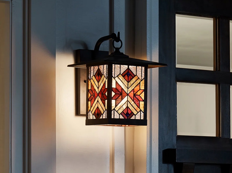 Outdoor decorative stained glass wall lamp