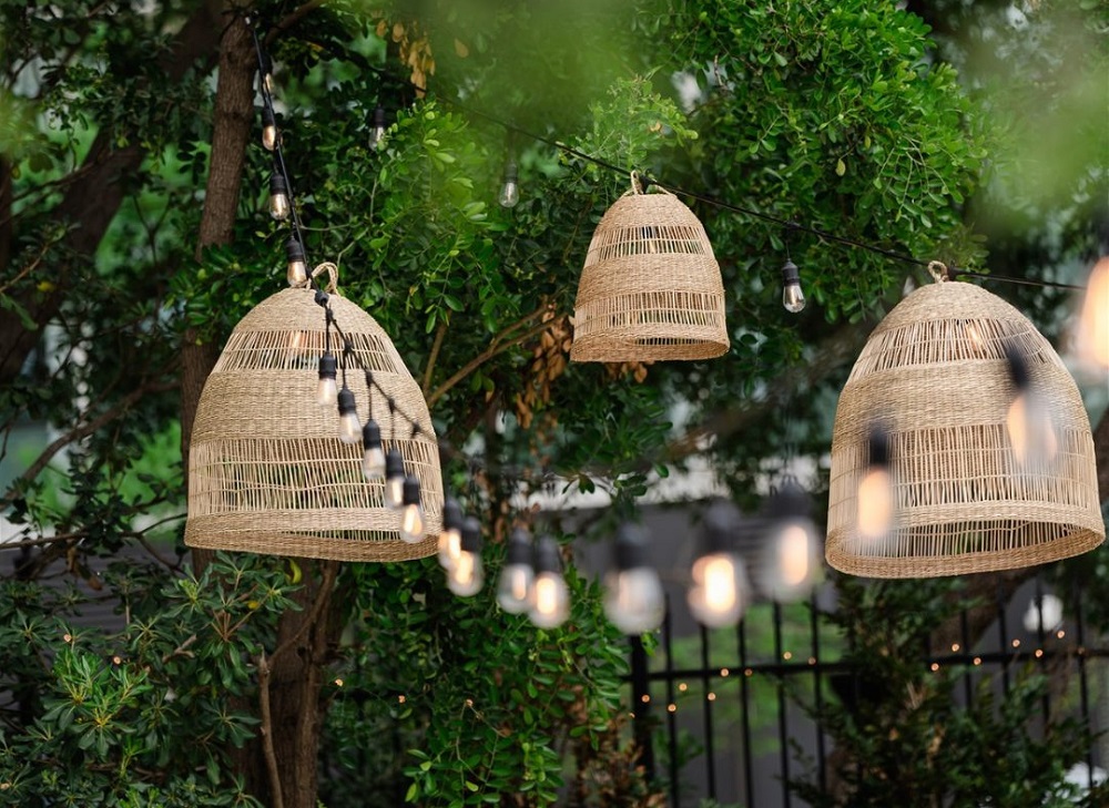 Rattan lamps for outdoor use