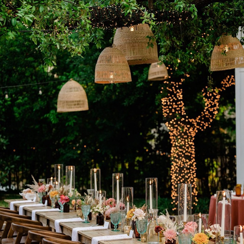 Rattan Pendant Lights for an Outdoor Party