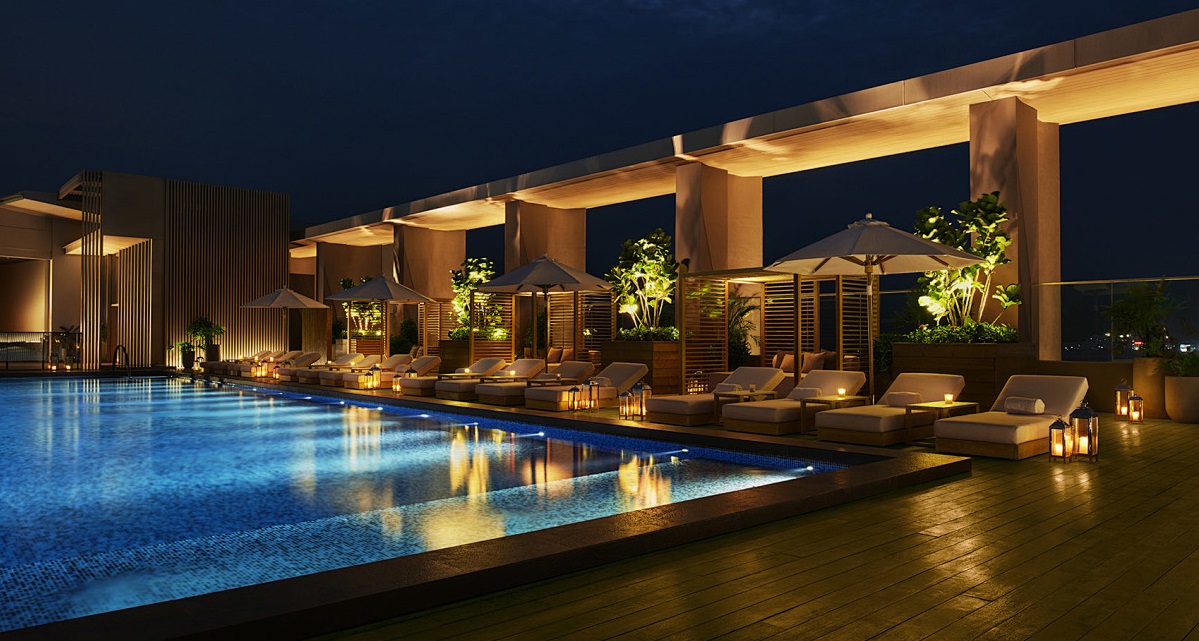 Professional swimming pool lighting project case